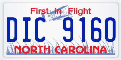 NC license plate DIC9160