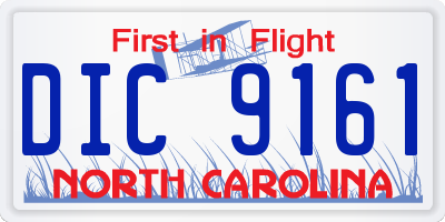 NC license plate DIC9161
