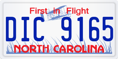 NC license plate DIC9165
