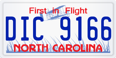 NC license plate DIC9166