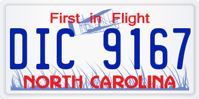 NC license plate DIC9167