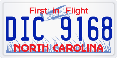 NC license plate DIC9168