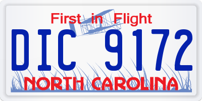 NC license plate DIC9172