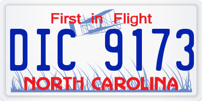 NC license plate DIC9173
