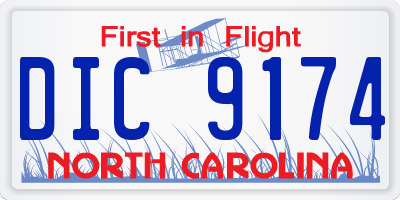 NC license plate DIC9174