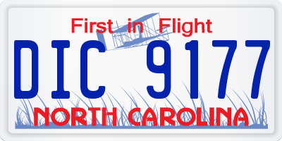 NC license plate DIC9177