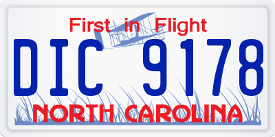 NC license plate DIC9178