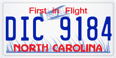 NC license plate DIC9184