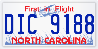 NC license plate DIC9188