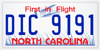 NC license plate DIC9191