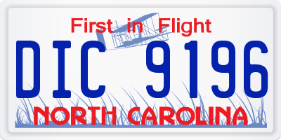 NC license plate DIC9196