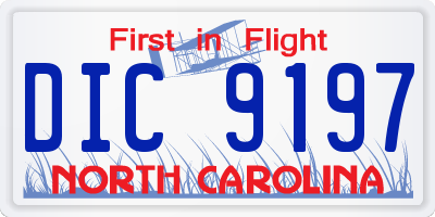NC license plate DIC9197
