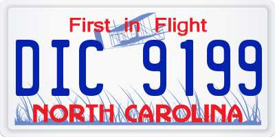 NC license plate DIC9199