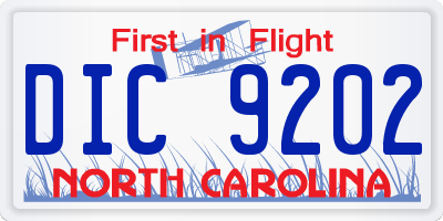 NC license plate DIC9202
