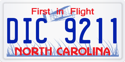 NC license plate DIC9211