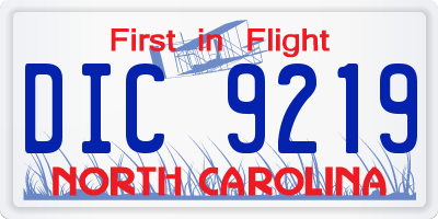 NC license plate DIC9219