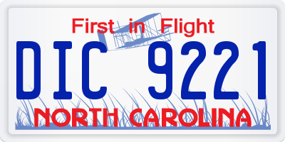NC license plate DIC9221