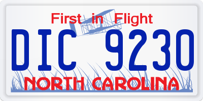 NC license plate DIC9230