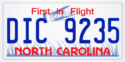 NC license plate DIC9235