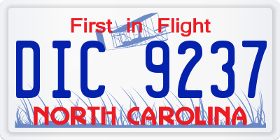 NC license plate DIC9237