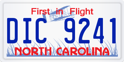 NC license plate DIC9241