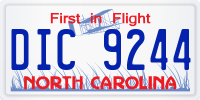 NC license plate DIC9244