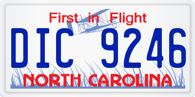 NC license plate DIC9246