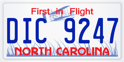 NC license plate DIC9247