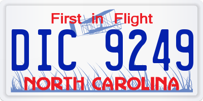 NC license plate DIC9249