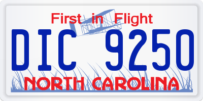 NC license plate DIC9250