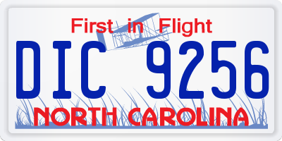 NC license plate DIC9256