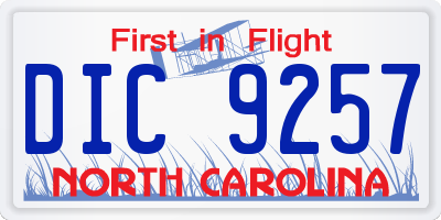 NC license plate DIC9257