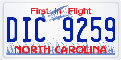 NC license plate DIC9259