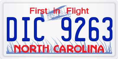 NC license plate DIC9263