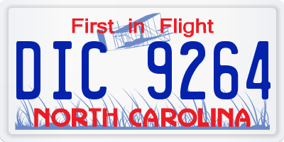 NC license plate DIC9264