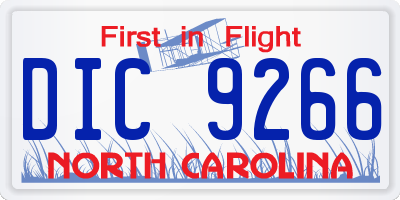 NC license plate DIC9266