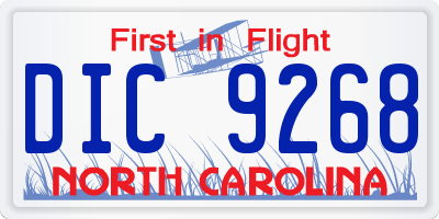NC license plate DIC9268