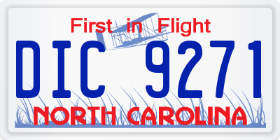 NC license plate DIC9271
