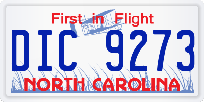 NC license plate DIC9273