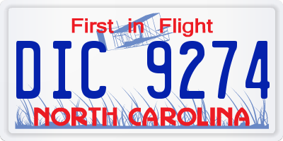 NC license plate DIC9274