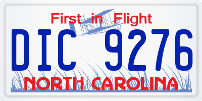 NC license plate DIC9276