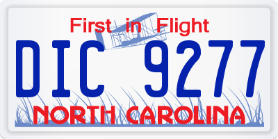 NC license plate DIC9277