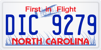 NC license plate DIC9279