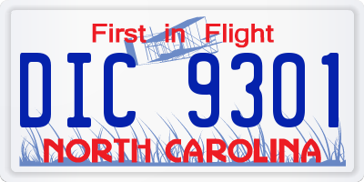 NC license plate DIC9301