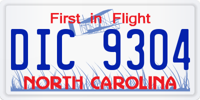 NC license plate DIC9304