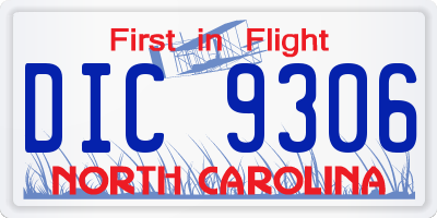 NC license plate DIC9306