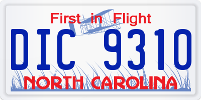NC license plate DIC9310
