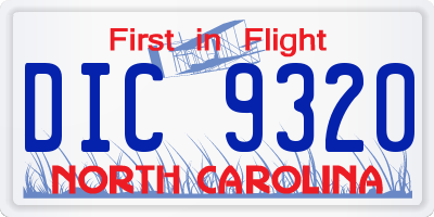 NC license plate DIC9320