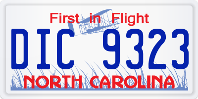 NC license plate DIC9323