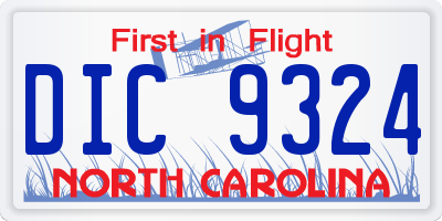 NC license plate DIC9324
